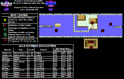 Thumbnail for a map of Kanto Route 20 & Seafoam Isles - Gym for the Game Boy game Pokemon: Crystal Version.