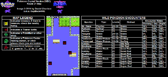 Thumbnail for a map of Kanto Route 21 for the Game Boy game Pokemon: Crystal Version.