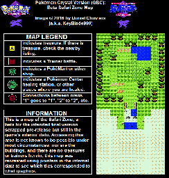 Thumbnail for a map of Kanto Safari Zone (Beta) for the Game Boy game Pokemon: Crystal Version.