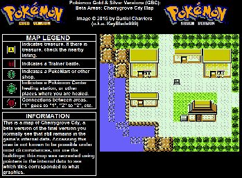 Thumbnail for a map of Johto Cherrygrove City (Beta) for the Game Boy game Pokemon: Gold & Silver Versions.