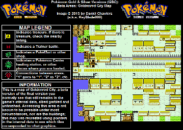 Thumbnail for a map of Johto Goldenrod City (Beta) for the Game Boy game Pokemon: Gold & Silver Versions.
