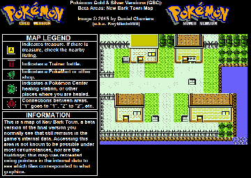 Thumbnail for a map of Johto New Bark Town (Beta) for the Game Boy game Pokemon: Gold & Silver Versions.