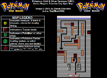 Thumbnail for a map of Kanto Fuchsia City - Gym for the Game Boy game Pokemon: Gold & Silver Versions.