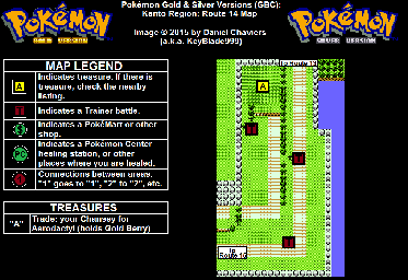 Thumbnail for a map of Kanto Route 14 for the Game Boy game Pokemon: Gold & Silver Versions.