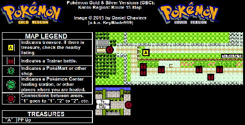 Thumbnail for a map of Kanto Route 15 for the Game Boy game Pokemon: Gold & Silver Versions.