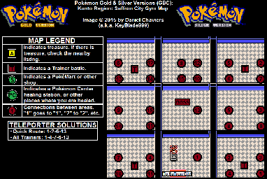 Thumbnail for a map of Kanto Saffron City - Gym for the Game Boy game Pokemon: Gold & Silver Versions.
