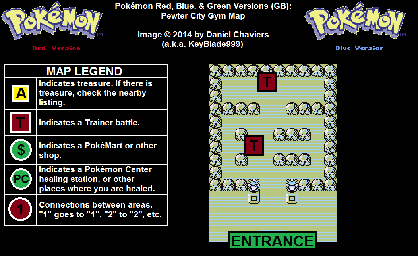 Thumbnail for a map of Pewter City Gym for the Game Boy game Pokemon: Red, Green & Blue Versions.