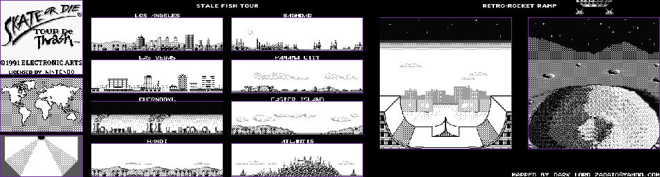 Thumbnail for a map of Maps for the Game Boy game Skate Or Die: Tour De Thrash.