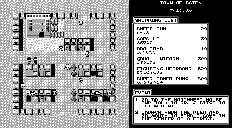 Thumbnail for a map of Town 3: Scien for the Game Boy game Super Chinese Land 3.