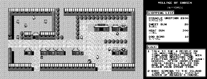 Thumbnail for a map of Town 7: Shorin for the Game Boy game Super Chinese Land 3.