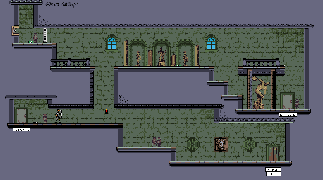 Thumbnail for a map of Museum Floor 2 (A) for the Game Boy game Tomb Raider: Curse Of The Sword.