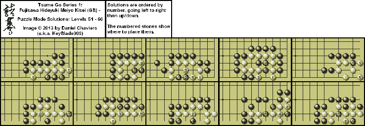 Thumbnail for a map of Puzzle Mode Levels 51-60 for the Game Boy game Tsume Go Series 1: Fujisawa Hideyuki Meiyo Kisei.