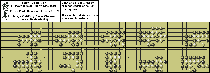 Thumbnail for a map of Puzzle Mode Levels 61-70 for the Game Boy game Tsume Go Series 1: Fujisawa Hideyuki Meiyo Kisei.