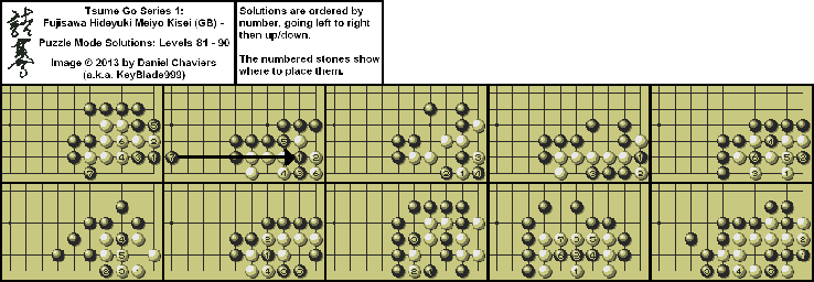 Thumbnail for a map of Puzzle Mode Levels 81-90 for the Game Boy game Tsume Go Series 1: Fujisawa Hideyuki Meiyo Kisei.
