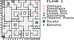 Thumbnail for a map of Floor 2 (In-Game Map) for the Game Boy game Wizardry (Gaiden 1): Suffering Of The Queen.