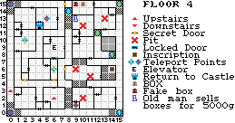 Thumbnail for a map of Floor 4 (In-Game Map) for the Game Boy game Wizardry (Gaiden 1): Suffering Of The Queen.