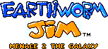 Title screen for the Game Boy game Earthworm Jim: Menace 2 The Galaxy.