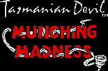 Title screen for the Game Boy game Tasmanian Devil: Munching Madness.