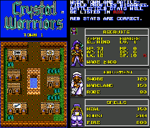 Thumbnail for a map of Town 1 for the Game Gear game Crystal Warriors.