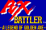 Title screen for the Game Gear game Ax Battler: A Legend Of Golden Axe.