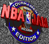 Title screen for the Game Gear game NBA Jam: Tournament Edition.