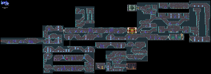 Thumbnail for a map of Castle A Moss-Grown Cave for the GBA game Castlevania: Harmony Of Dissonance.