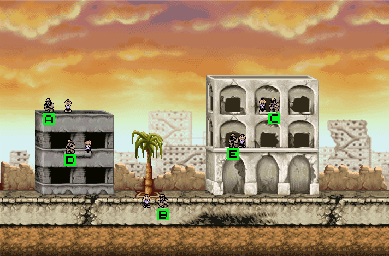 Thumbnail for a map of Mission 1: The Capital Is Under Attack Level 4 - Sniper Mode for the GBA game CT Special Forces 2: Back In The Trenches.