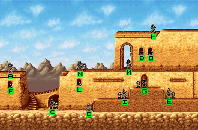 Thumbnail for a map of Mission 3: Operation Sandstorm Level 2 - Sniper Mode for the GBA game CT Special Forces 2: Back In The Trenches.