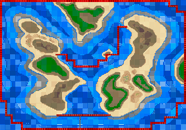 Thumbnail for a map of Aqua Area 5: Aqua Beach for the GBA game Gadget Racers.
