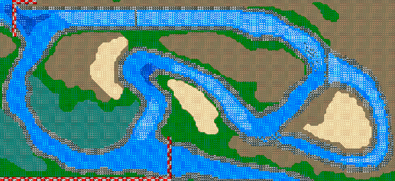 Thumbnail for a map of Aqua Area 6: Wild River for the GBA game Gadget Racers.