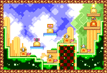 Thumbnail for a map of Level 1: Vegetable Valley for the GBA game Kirby: Nightmare In Dream Land.