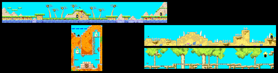 Thumbnail for a map of Level 2: Ice Cream Island Stage 1 for the GBA game Kirby: Nightmare In Dream Land.