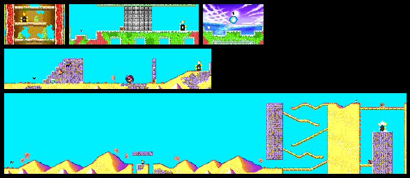 Thumbnail for a map of Level 2: Ice Cream Island Stage 2 for the GBA game Kirby: Nightmare In Dream Land.