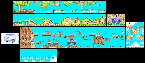 Thumbnail for a map of Level 2: Ice Cream Island Stage 5 for the GBA game Kirby: Nightmare In Dream Land.
