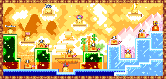 Thumbnail for a map of Level 6: Orange Ocean for the GBA game Kirby: Nightmare In Dream Land.