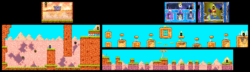 Thumbnail for a map of Level 6: Orange Ocean Stage 1 for the GBA game Kirby: Nightmare In Dream Land.