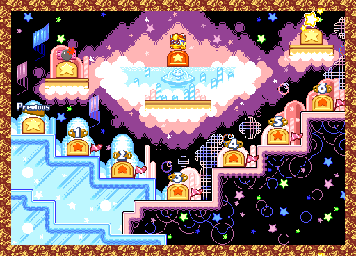 Thumbnail for a map of Level 7: Rainbow Resort for the GBA game Kirby: Nightmare In Dream Land.
