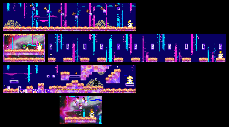Thumbnail for a map of Level 7: Rainbow Resort Stage 5 for the GBA game Kirby: Nightmare In Dream Land.