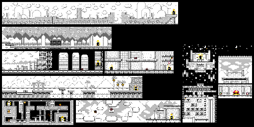 Thumbnail for a map of Level 7: Rainbow Resort Stage 6 for the GBA game Kirby: Nightmare In Dream Land.
