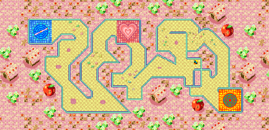 Thumbnail for a map of Cake Land 1 for the GBA game Kuru Kuru Kururin.