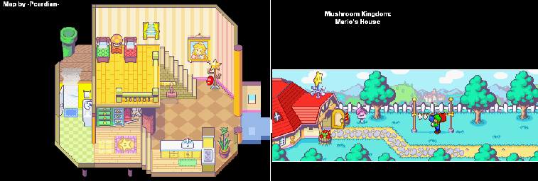 Thumbnail for a map of Mushroom Kingdom Mario's House for the GBA game Mario & Luigi: Superstar Saga.