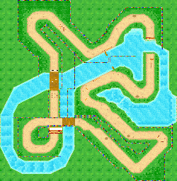 Thumbnail for a map of Mushroom Cup Riverside Park for the GBA game Mario Kart: Super Circuit.