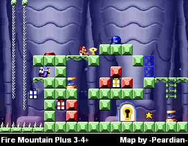 Thumbnail for a map of Fire Mountain Plus 3-4+ for the GBA game Mario Vs. Donkey Kong.