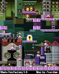 Thumbnail for a map of Mario Toy Factory 1-3+ for the GBA game Mario Vs. Donkey Kong.
