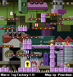 Thumbnail for a map of Mario Toy Factory 1-5+ for the GBA game Mario Vs. Donkey Kong.
