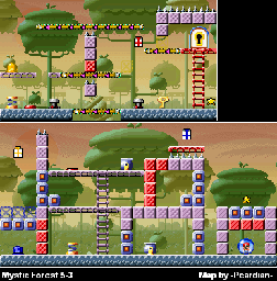Thumbnail for a map of Mystic Forest 5-3 for the GBA game Mario Vs. Donkey Kong.