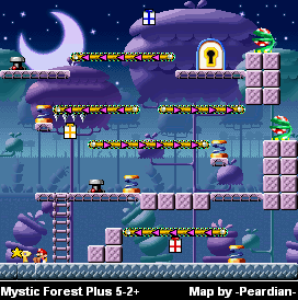 Thumbnail for a map of Mystic Forest Plus 5-2+ for the GBA game Mario Vs. Donkey Kong.
