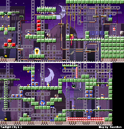 Thumbnail for a map of Twilight City 6-6 for the GBA game Mario Vs. Donkey Kong.
