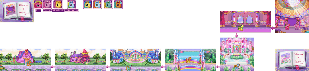 Thumbnail for a map of Chapters 1 & 5: Unicornia for the GBA game My Little Pony - Crystal Princess: The Runaway Rainbow.