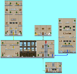 Thumbnail for a map of Mission 1: Bank Stage 3 for the GBA game Ninja Five-0.
